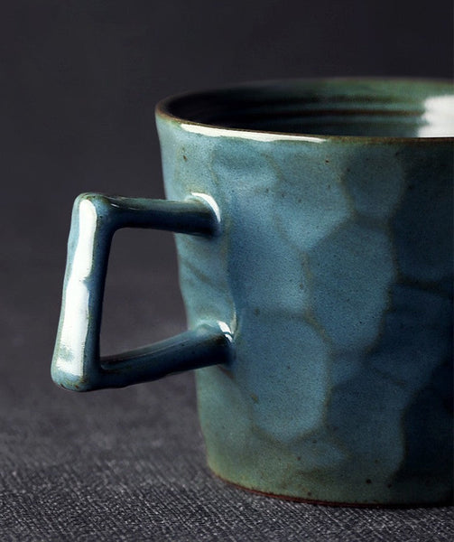 Modern Handmade Pottery Coffee Cup, Creative Brown White Black Blue Ceramic Coffee Mugs, Large Unique Tea Cup, Large Capacity Coffee Cups-LargePaintingArt.com