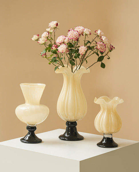 Centerpiece Contemporary Vases on Table, Mid Century Glass Vases, Unique Decorative Glass Vase, Handmade Modern Vases for Living Room, Modern Glass Vase for Flowers-LargePaintingArt.com