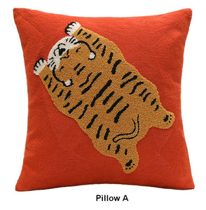 Lovely Tiger Decorative Pillows for Children's Room, Contemporary Modern Sofa Pillow Covers, Square Modern Throw Pillows for Couch, Decorative Pillows for Bedroom-LargePaintingArt.com