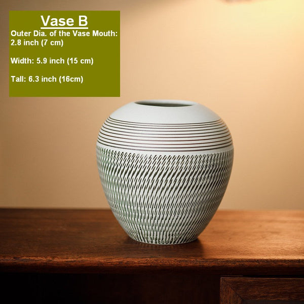 Pottery Flower Vases Urn, Modern Bouquet Flower Vases, Centerpiece on Dining Table, Large Flower Vase on Table, Handmade Water Holding Flower Vases-LargePaintingArt.com