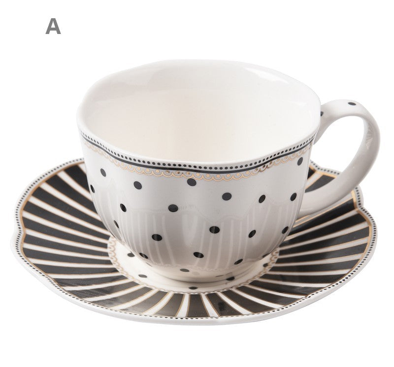 Unique Porcelain Cup and Saucer, Afternoon British Tea Cups, Creative Bone China Porcelain Tea Cup Set, Elegant Modern Ceramic Coffee Cups-LargePaintingArt.com