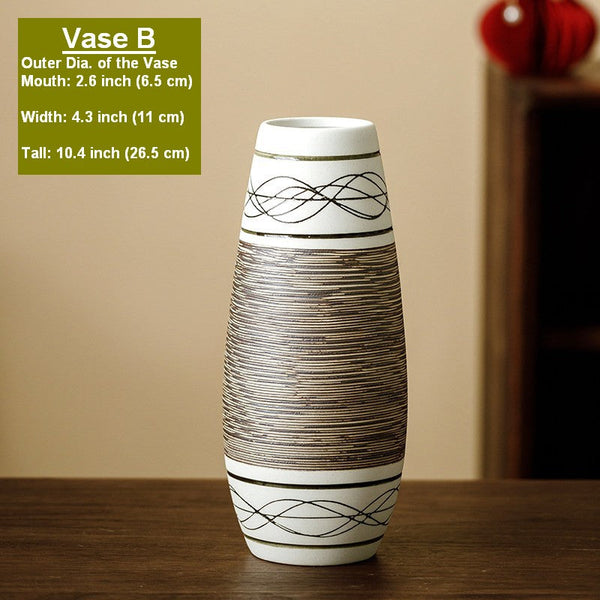 Large Flower Vase on Table, Modern Bouquet Flower Vases, Centerpiece on Dining Table, Handmade Pottery Flower Vases Urn, Water Holding Flower Vases-LargePaintingArt.com
