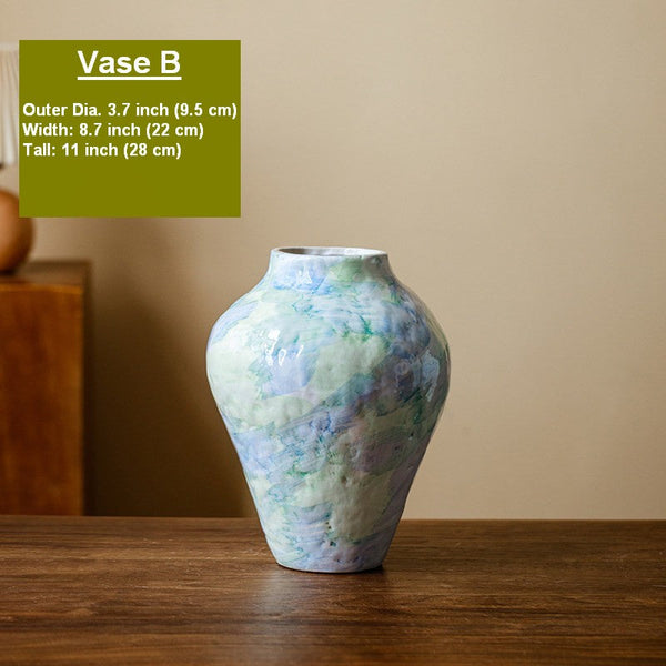 Centerpiece on Dining Table, Modern Porcelain Flower Vases, Handmade Water Holding Flower Vases, Ceramic Bouquet Vases, Flower Vases on Table-LargePaintingArt.com