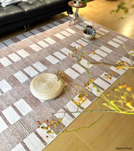 Contemporary Abstract Rugs under Dining Room Table, Mid Century Modern Rugs for Bedroom, Large Modern Rugs for Living Room-LargePaintingArt.com