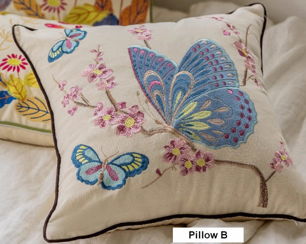 Butterfly Dragonfly Cotton and linen Pillow Cover, Modern Decorative Pillows for Couch, Decorative Throw Pillows for Living Room, Decorative Sofa Pillows-LargePaintingArt.com
