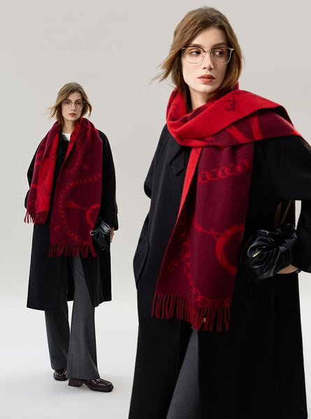 Modern Wool Scarf, Warm Winter Scarf, Holiday Women Scarf, Christmas Gifts for Her, Cold Weather Scarf, Fashion Scarf, Soft Cashmere Scarf for Girls, Elegant Designer Scarf-LargePaintingArt.com