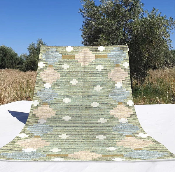 Extra Large Vintage Persian Rugs, Oversized Area Rugs for Living Room, Morocco Green Rugs for Dining Room, Traditional Colorful Moroccan Rug, Vintage Rugs for Bedroom-LargePaintingArt.com