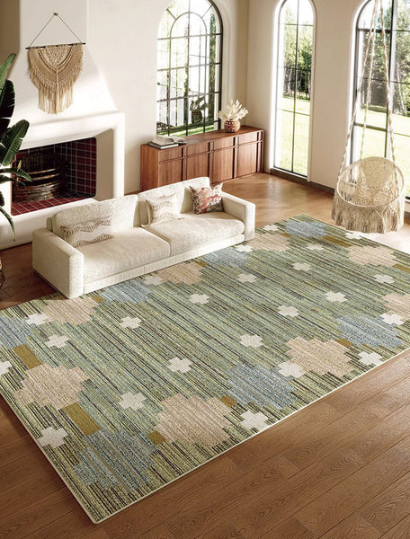 Oversized Area Rugs for Living Room, Morocco Green Rugs for Dining Room, Extra Large Vintage Persian Rugs, Traditional Colorful Moroccan Rug, Vintage Rugs for Bedroom-LargePaintingArt.com