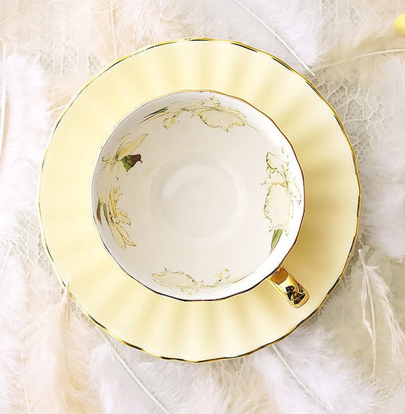 Beautiful British Tea Cups, Unique Afternoon Tea Cups and Saucers, Elegant Ceramic Coffee Cups, Royal Bone China Porcelain Tea Cup Set-LargePaintingArt.com
