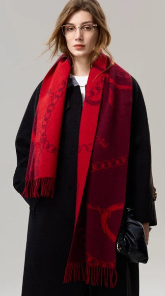 Modern Wool Scarf, Warm Winter Scarf, Holiday Women Scarf, Christmas Gifts for Her, Cold Weather Scarf, Fashion Scarf, Soft Cashmere Scarf for Girls, Elegant Designer Scarf-LargePaintingArt.com