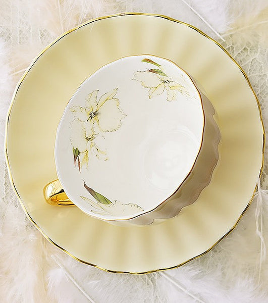 Beautiful British Tea Cups, Unique Traditional Afternoon Tea Cup and Saucer, Elegant Ceramic Coffee Cups, Royal Porcelain Tea Cup Set-LargePaintingArt.com