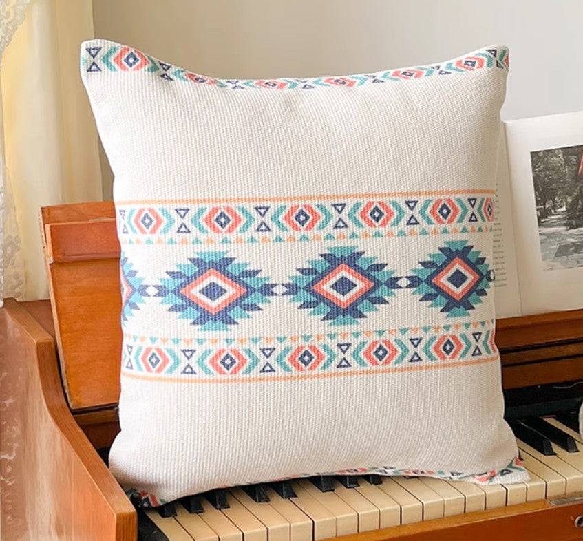 Oriental Square Pillows for Couch, Geometric Modern Pillow Covers, Decorative Throw Pillows for Dining Room, Bohemian Decorative Sofa Pillows-LargePaintingArt.com