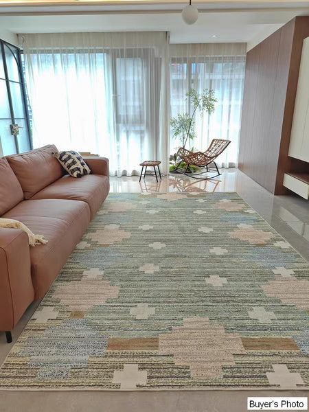 Oversized Area Rugs for Living Room, Morocco Green Rugs for Dining Room, Extra Large Vintage Persian Rugs, Traditional Colorful Moroccan Rug, Vintage Rugs for Bedroom-LargePaintingArt.com