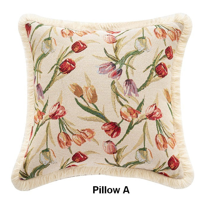 Tulip Flower Pillow Covers, Large Flower Decorative Pillows for Bedroom, Decorative Sofa Pillows for Couch, Farmhouse Decorative Pillows-LargePaintingArt.com