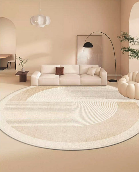 Bedroom Modern Round Rugs, Circular Modern Rugs under Dining Room Table, Contemporary Round Rugs, Geometric Modern Rug Ideas for Living Room-LargePaintingArt.com