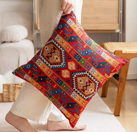 Extra Large Decorative Throw Pillows, Modern Sofa Pillows for Bedroom, Bohemian Decorative Sofa Pillows, Geometric Pattern Chenille Throw Pillow for Couch-LargePaintingArt.com
