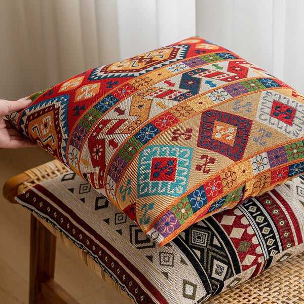 Large Decorative Throw Pillows, Bohemia Rustic Sofa Pillows for Bedroom, Geometric Pattern Chenille Throw Pillow for Couch, Bohemian Decorative Sofa Pillows