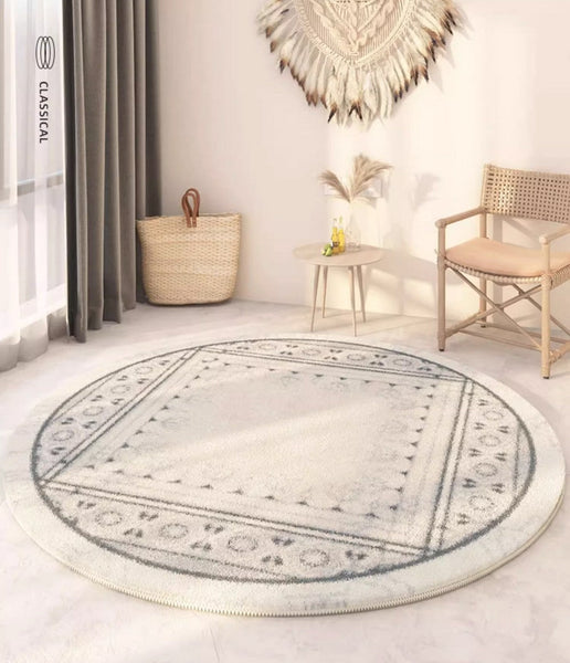 Abstract Contemporary Round Rugs, Circular Modern Rugs under Chair, Modern Round Rugs under Coffee Table, Geometric Modern Rugs for Bedroom-LargePaintingArt.com