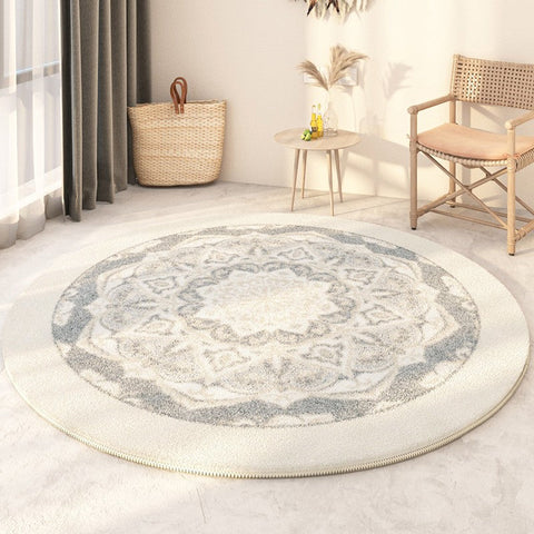 Circular Modern Rugs under Sofa, Modern Round Rugs under Coffee Table, Abstract Contemporary Round Rugs, Geometric Modern Rugs for Bedroom-LargePaintingArt.com