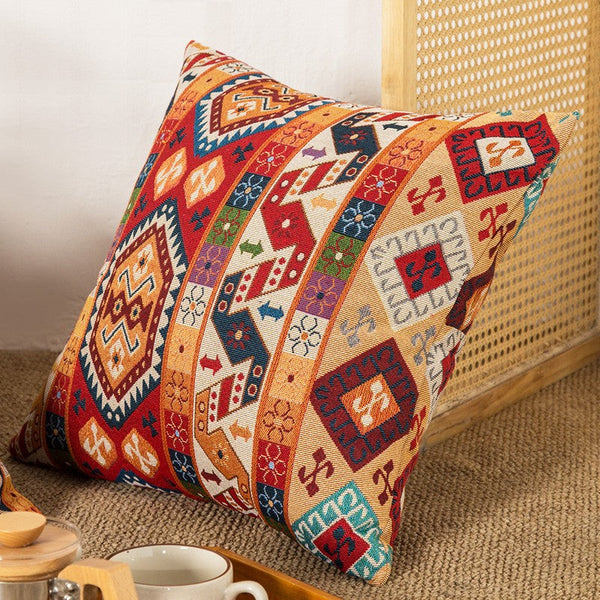 Large Decorative Throw Pillows, Bohemia Rustic Sofa Pillows for Bedroom, Geometric Pattern Chenille Throw Pillow for Couch, Bohemian Decorative Sofa Pillows