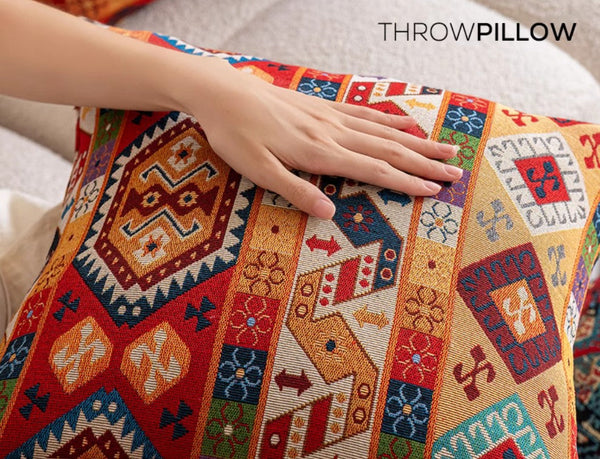 Large Decorative Throw Pillows, Bohemia Rustic Sofa Pillows for Bedroom, Geometric Pattern Chenille Throw Pillow for Couch, Bohemian Decorative Sofa Pillows