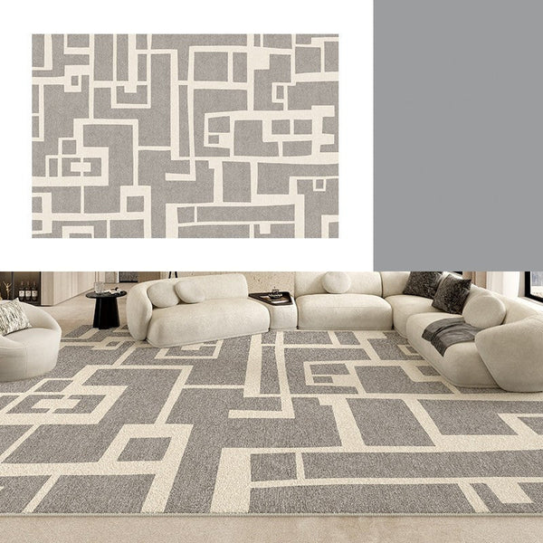 Geometric Modern Rugs for Living Room, Gray Modern Rugs for Bedroom, Contemporary Area Rugs for Dining Room-LargePaintingArt.com