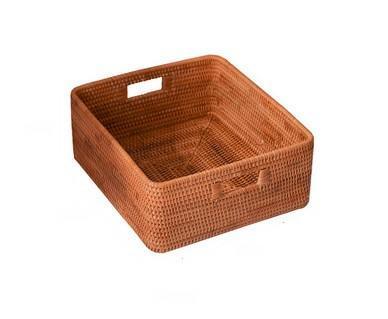 Storage Basket for Shelves, Large Rectangular Storage Baskets, Storage Baskets for Kitchen, Woven Rattan Storage Baskets for Bedroom-LargePaintingArt.com
