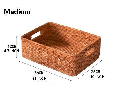 Rattan Storage Baskets for Kitchen, Rectangular Storage Baskets for Pantry, Storage Baskets for Shelves, Woven Storage Baskets for Bathroom-LargePaintingArt.com
