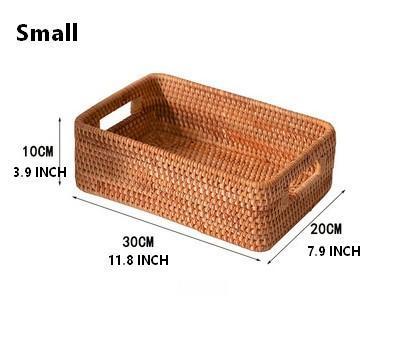 Rattan Storage Baskets for Kitchen, Rectangular Storage Baskets for Pantry, Storage Baskets for Shelves, Woven Storage Baskets for Bathroom-LargePaintingArt.com