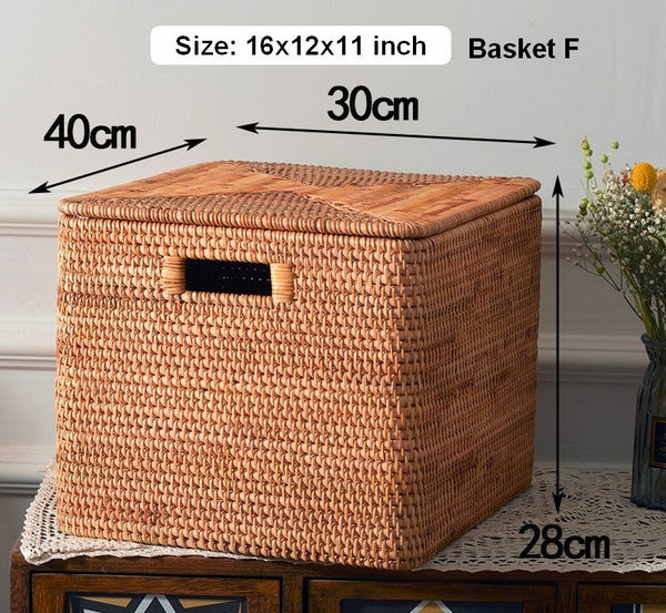 Storage Basket for Shelves, Large Rectangular Storage Basket, Storage Baskets for Kitchen, Woven Storage Basket for Living Room-LargePaintingArt.com