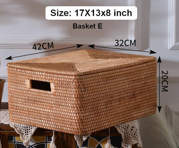 Oversized Rattan Storage Basket, Extra Large Rectangular Storage Basket for Clothes, Storage Baskets for Bathroom, Bedroom Storage Baskets-LargePaintingArt.com
