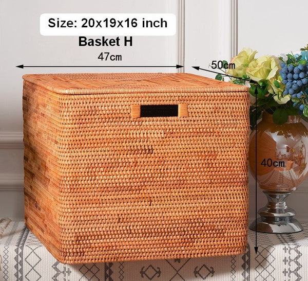 Storage Basket for Shelves, Large Rectangular Storage Basket, Storage Baskets for Kitchen, Woven Storage Basket for Living Room-LargePaintingArt.com