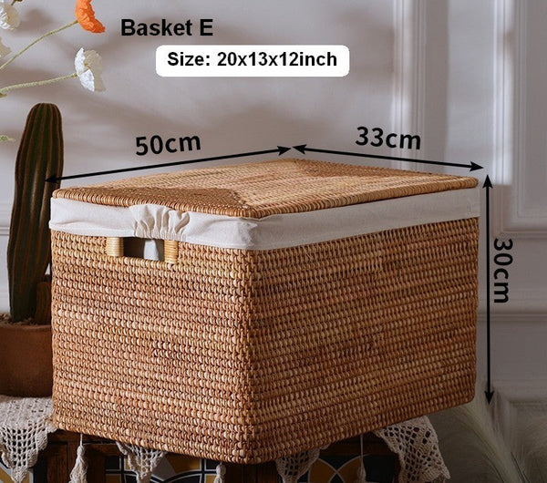 Round Storage Baskets, Extra Large Rattan Storage Baskets, Oversized Laundry Storage Baskets, Storage Baskets for Clothes, Storage Baskets for Bathroom-LargePaintingArt.com
