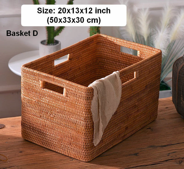 Round Storage Baskets, Extra Large Rattan Storage Baskets, Oversized Laundry Storage Baskets, Storage Baskets for Clothes, Storage Baskets for Bathroom-LargePaintingArt.com
