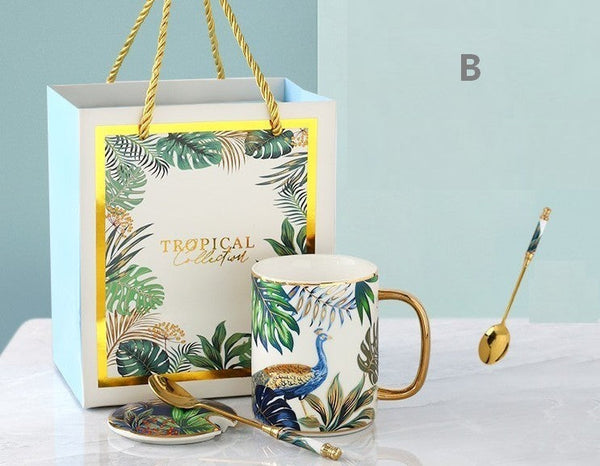 Modern Ceramic Mugs in Gift Box, Large Capacity Jungle Animal Porcelain Mugs, Creative Porcelain Cups, Large Ceramic Mugs for Office-LargePaintingArt.com