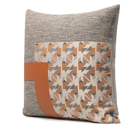 Modern Throw Pillows for Living Room, Large Simple Modern Pillows, Decorative Modern Sofa Pillows, Brown Orange Modern Throw Pillows for Couch-LargePaintingArt.com