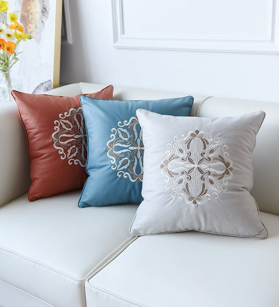 Modern Sofa Pillows, Flower Pattern Decorative Throw Pillows, Contemporary Throw Pillows, Large Decorative Pillows for Living Room-LargePaintingArt.com