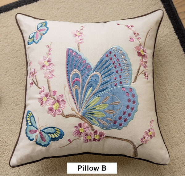 Butterfly Dragonfly Cotton and linen Pillow Cover, Modern Decorative Pillows for Couch, Decorative Throw Pillows for Living Room, Decorative Sofa Pillows-LargePaintingArt.com