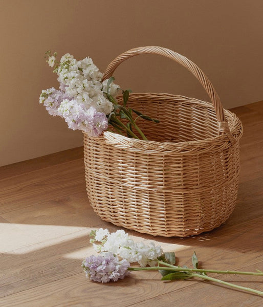 Hand-woven Wicker Storage Basket, Natural Fruit Basket, Storage Basket for Kitchen, Picnic Storage Basket with Handle, Willow Weaving Storage Basket for Shelves-LargePaintingArt.com
