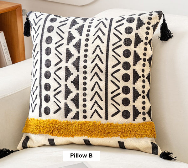 Decorative Throw Pillows for Couch, Geometric Modern Pillow Covers, Oriental Square Pillows for Bedroom, Bohemian Decorative Sofa Pillows-LargePaintingArt.com