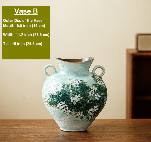 Centerpiece on Dining Table, Handmade Water Holding Flower Vases, Large Flower Vases on Table, Modern Pottery Flower Vases, Pottery Bud Vases-LargePaintingArt.com