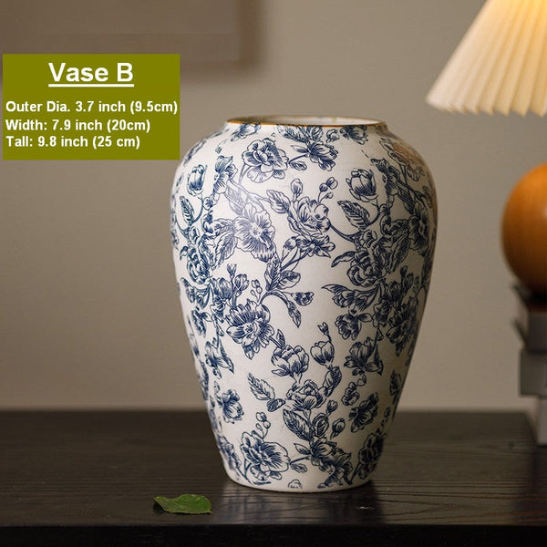 Porcelain Flower Vases, Modern Ceramic Bouquet Vases, Centerpiece on Dining Table, Flower Vase on Table, Handmade Water Holding Flower Vases-LargePaintingArt.com