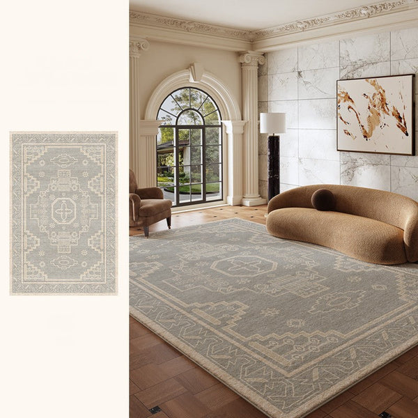 Contemporary Abstract Rugs Next to Bed, Geometric Modern Carpets for Office, Vintage Soft Turkish Rug for Living Room, Large Modern Rugs under Dining Room Table-LargePaintingArt.com