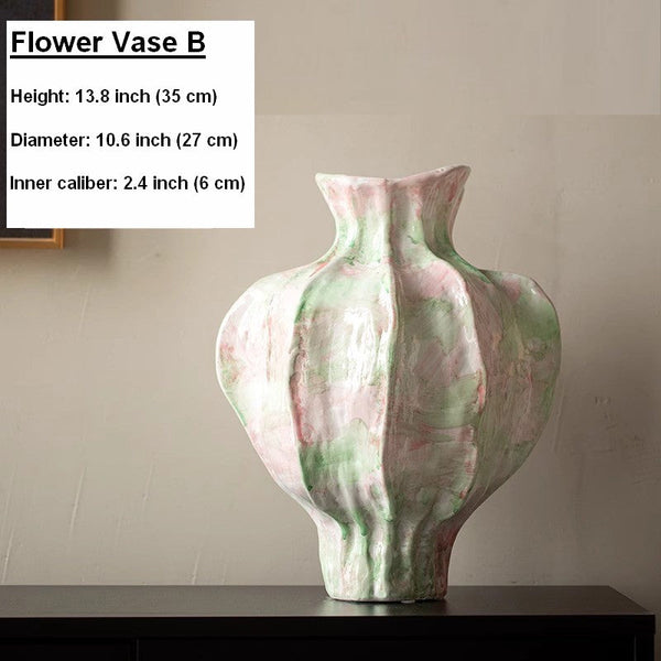 Centerpiece Ceramic Bouquet Vases, Handmade Modern Flower Vase, Large Contemporary Vases on Dining Table, Porcelain Vases for Modern Home Decor-LargePaintingArt.com