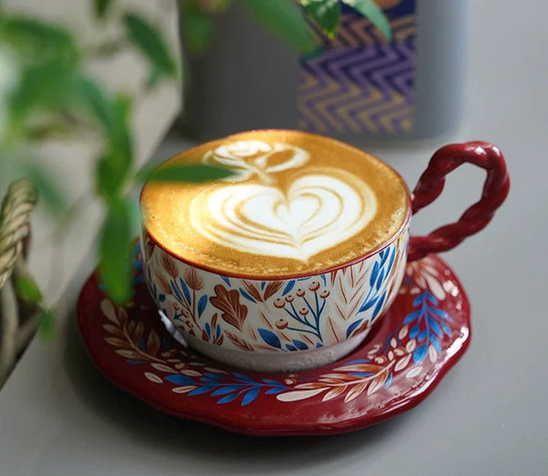 Ceramic Coffee Cup Set, Tea Cup With Saucer, Coffee Cup With Saucer, Porcelain Tea Cup Set, British Afternoon Tea Set, Gift Box Tea Set-LargePaintingArt.com