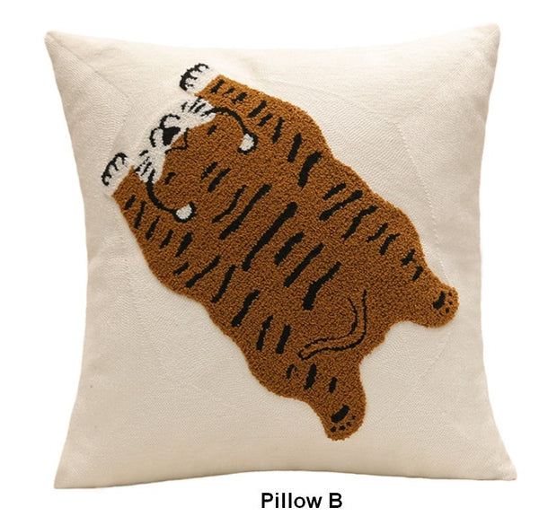 Lovely Tiger Decorative Pillows for Children's Room, Contemporary Modern Sofa Pillow Covers, Square Modern Throw Pillows for Couch, Decorative Pillows for Bedroom-LargePaintingArt.com