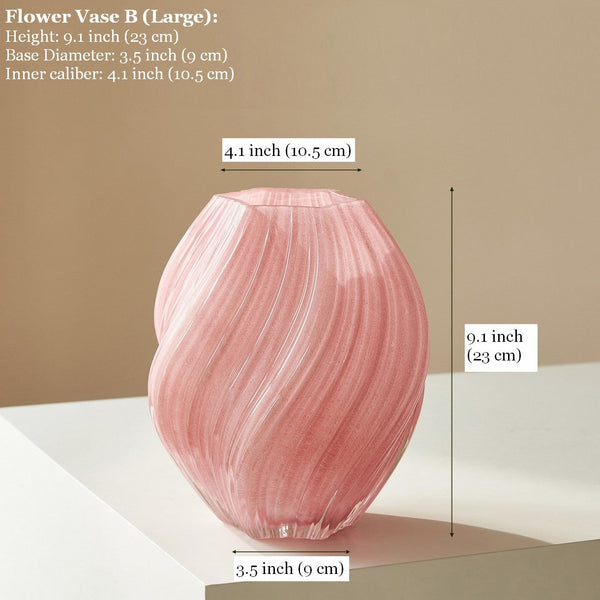 Modern Vases for Living Room, Unique Decorative Glass Vase, Centerpiece Vases on Table, Handmade Contemporary Glass Vases, Mid Century Pink Vases for Flowers-LargePaintingArt.com