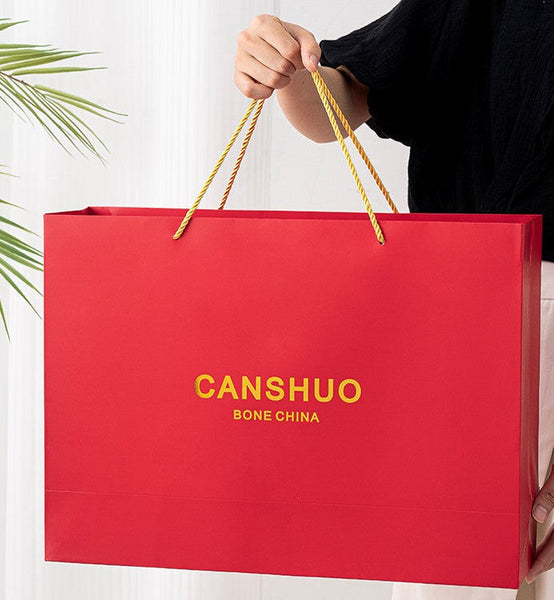 Beautiful Porcelain Tea Cup and Saucer Set of 4 cups, 7.4 oz Red Tea Cup and Saucer Set with Teapot in Gift Box, Modern Ceramic Coffee Cups-LargePaintingArt.com