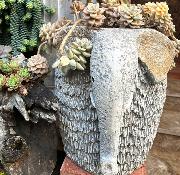 Elephant Flower Pot, Modern Animal Statue for Garden Ornaments, Large Elephant Flowerpot, Resin Statue for Garden, Villa Outdoor Decor Gardening Ideas-LargePaintingArt.com