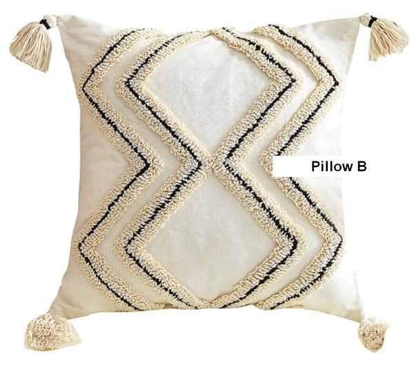 Beige Decorative Throw Pillows, Geometric Square Modern Throw Pillows for Couch, Contemporary Throw Pillow for Interior Design-LargePaintingArt.com